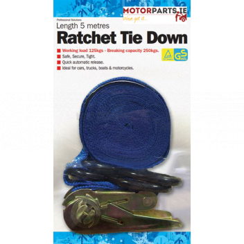 Image for 5 METRE RATCHET TIE DOWN WITH HOOKS